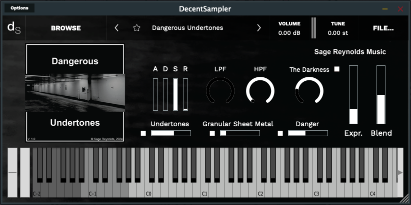 User interface for the Dangerous Undertones sample library